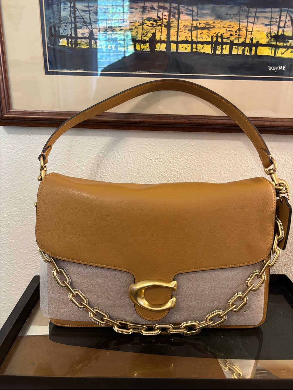Authentic NWT Coach Chain Tabby 30 in Honey Brown